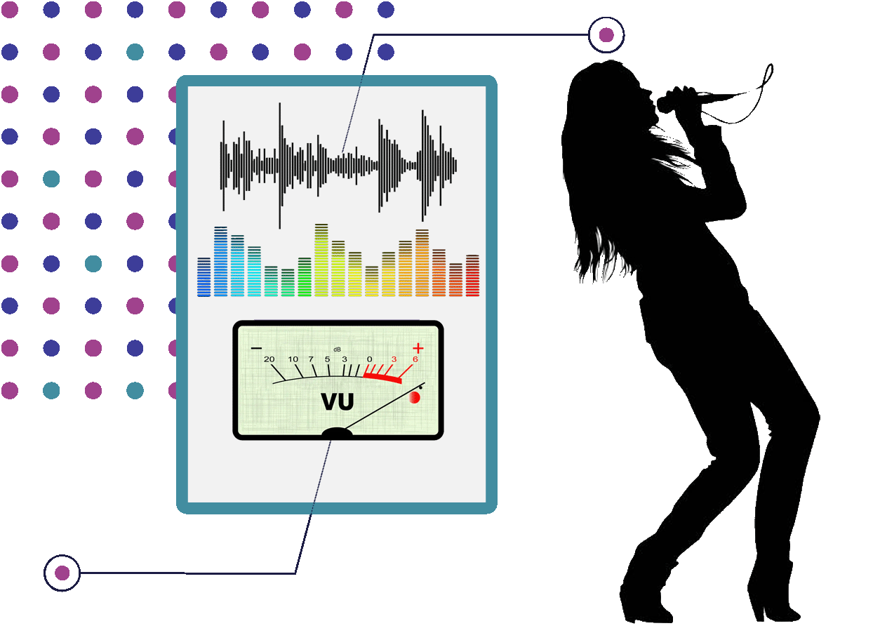 Woman Singing With VU Meters